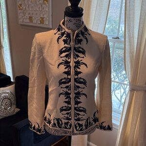 ST. John collection cream and navy blue Women's Blazer